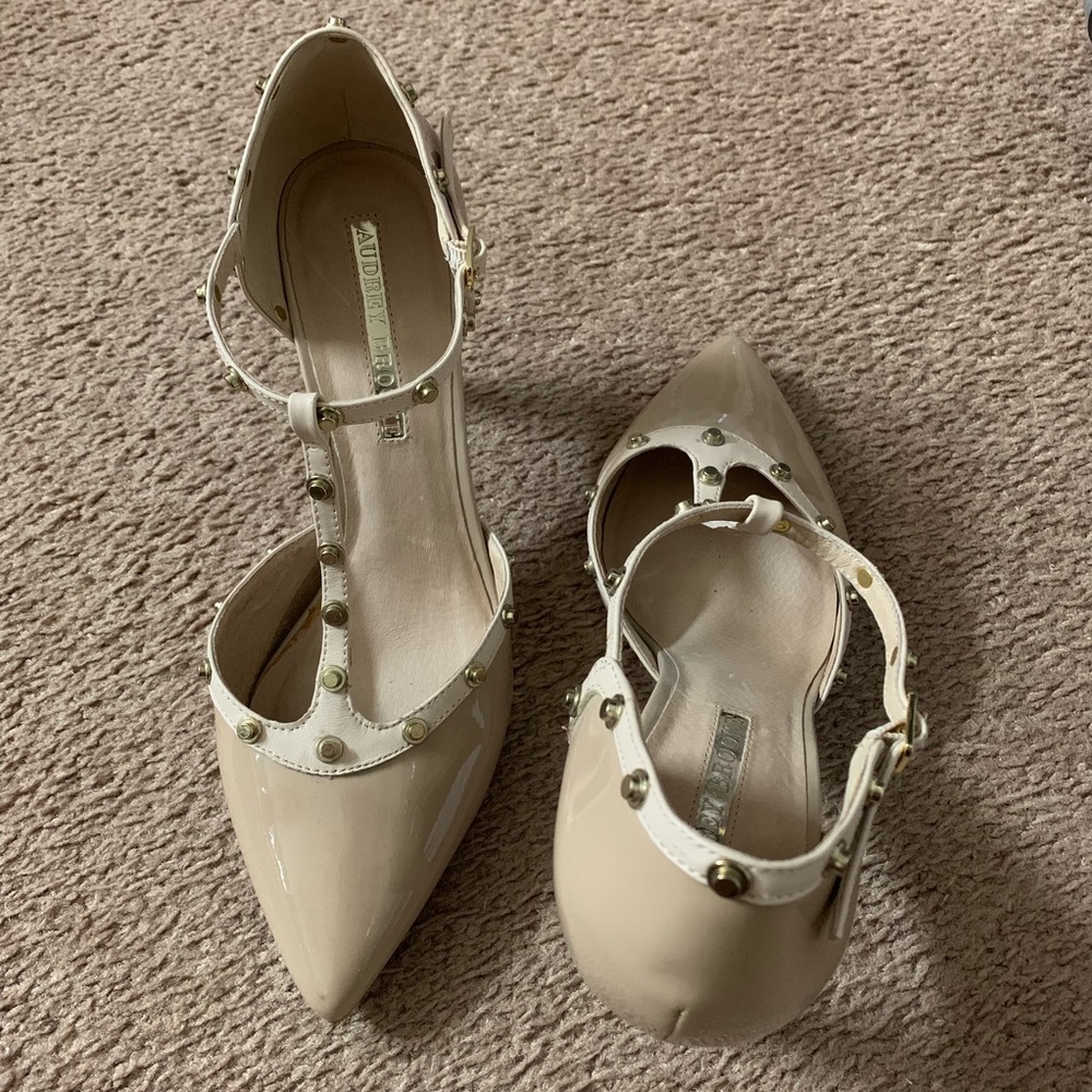 AUDREY BROOKE Rockstud Ankle-Strap Patent Pumps - Picture 3 of 8